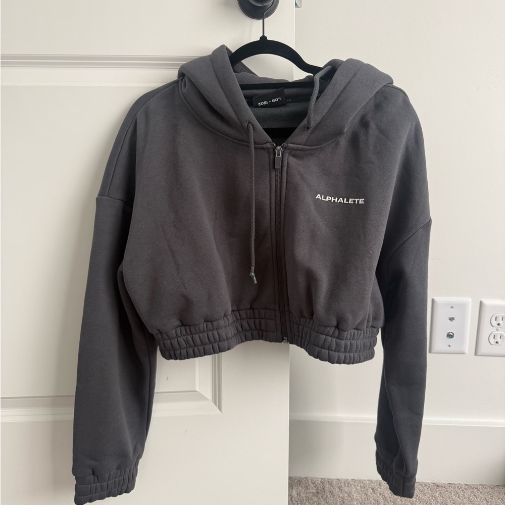 Alphalete Charcoal Cropped Zip Hoodie